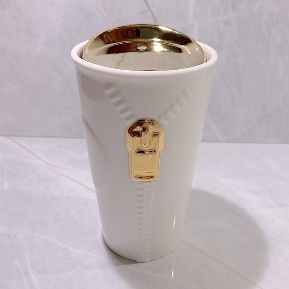 Starbucks gold zipper 2015  10 oz ceramic tumbler - Picture 1 of 6